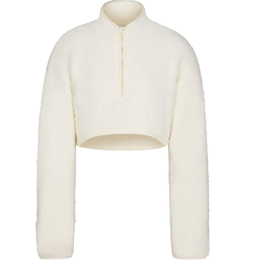 SOLD OUT NWT SKIMS COZY KNIT CROPPED PULLOVER in Bone Size Large/XL